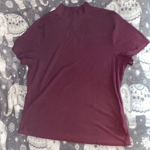 Maroon ribbed mock neck tee